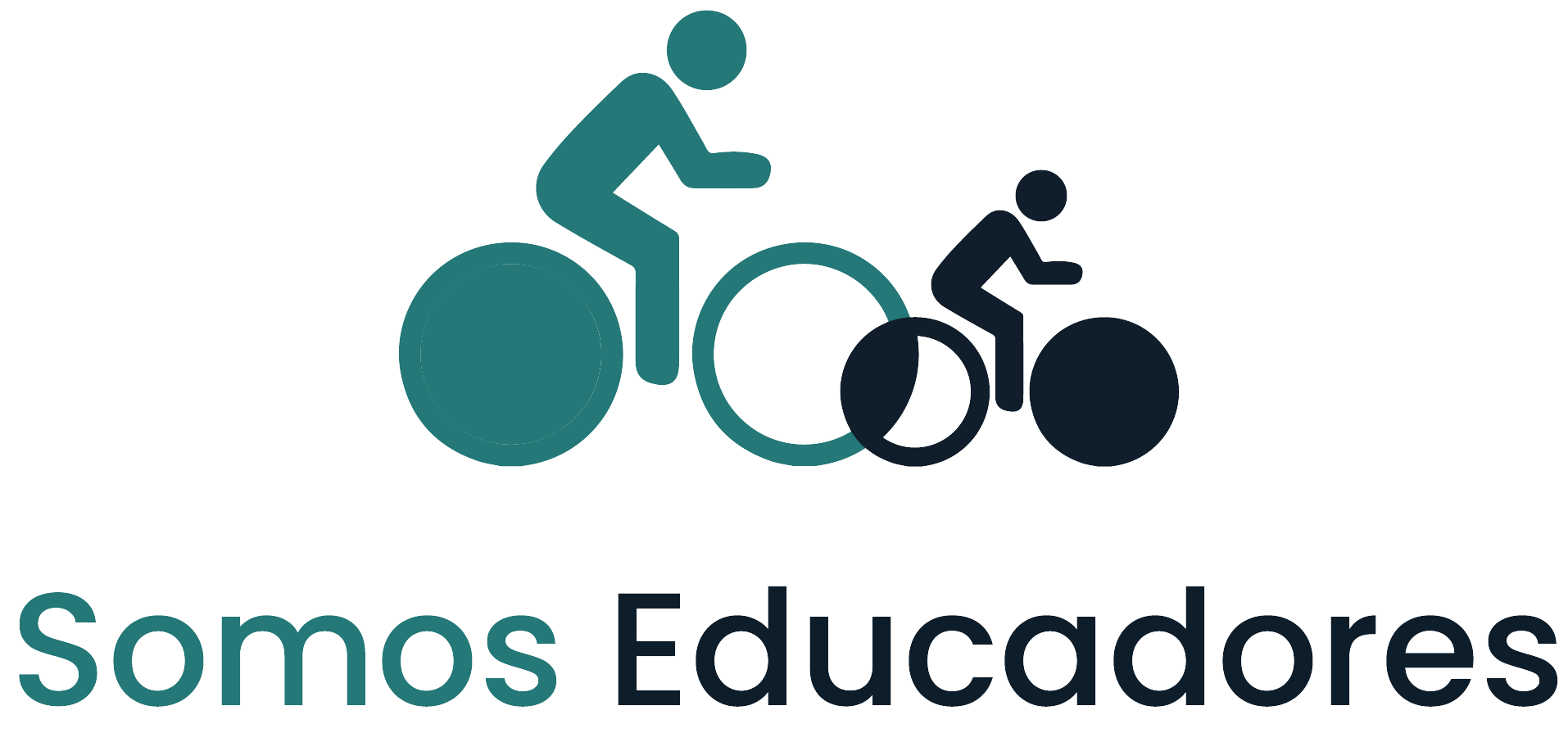 Bicicleta con dos personas andando, Logo de Somos Educadores